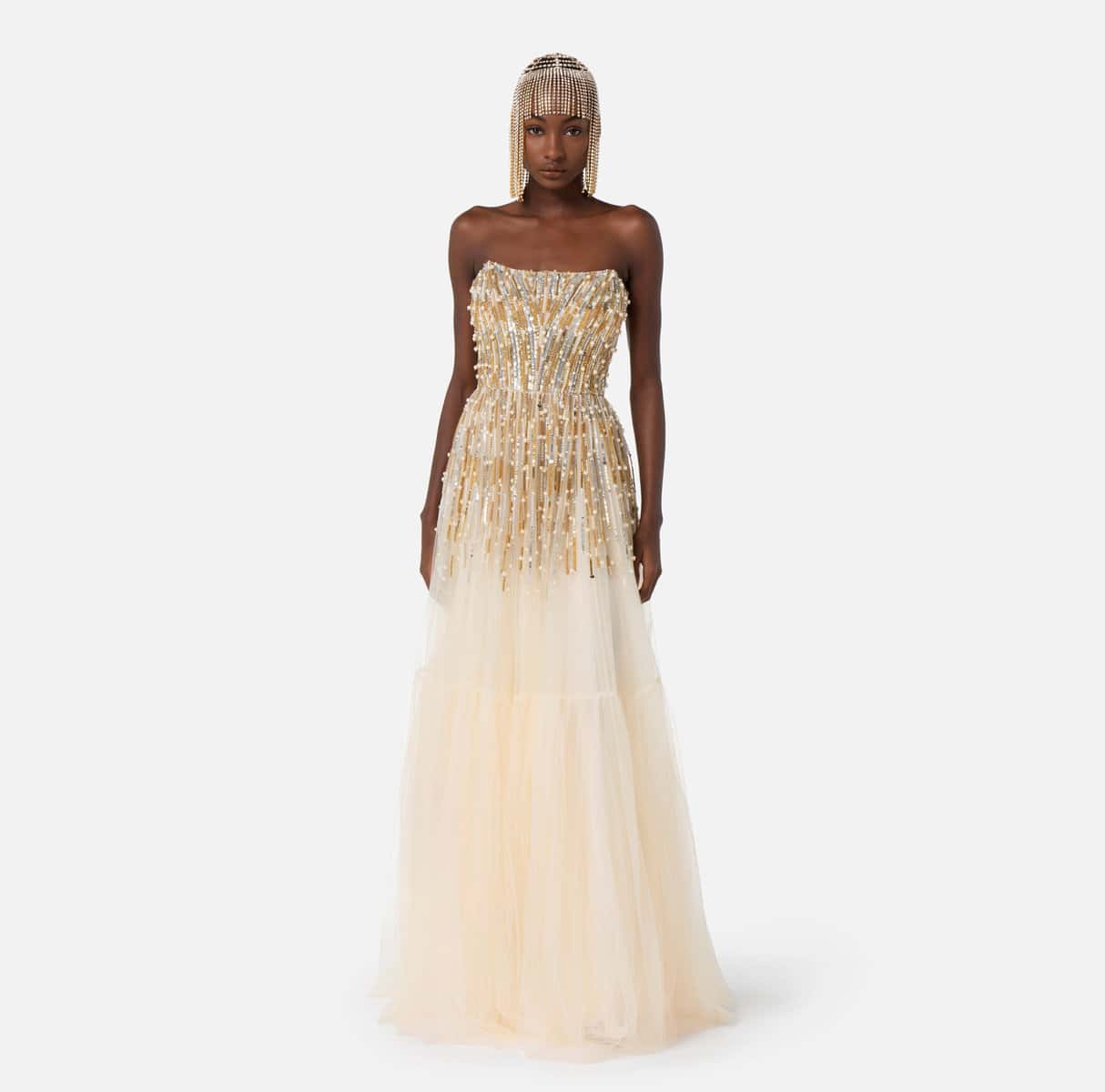Red Carpet dress with sequins and pearls - Image 5
